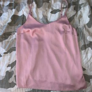 Pink satin tank top